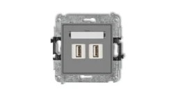 MINI Gniazdo podwójne 2xUSB-AA 2.0 szary mat 27MGUSB-2