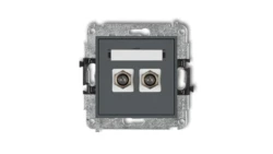 MINI Gniazdo antenowe podwójne typu F (SAT) niklowany grafitowy mat 28MGF-2