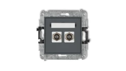 MINI Gniazdo antenowe podwójne typu F (SAT) pozłacany grafitowy mat 28MGF-2.1