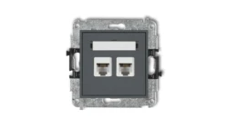 MINI Gniazdo telefoniczne podwójne 2xRJ11 4-stykowy beznarzędziowe grafitowy mat 28MGT-2
