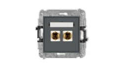 MINI Gniazdo głośnikowe pojedyncze (typu banan - czerwony i czarny pozłacany 4 mm2 do lutowania) grafitowy mat 28MGG-3