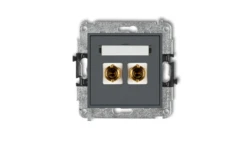 MINI Gniazdo głośnikowe pojedyncze (typu banan - czerwony i czarny pozłacany 4 mm2 skręcany) grafitowy mat 28MGG-4