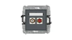 MINI Gniazdo podwójne RCA (typu cinch - biały i czerwony pozłacany) grafitowy mat 28MGRCA-2