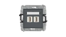 MINI Gniazdo podwójne 2xUSB-AA 2.0 grafitowy mat 28MGUSB-2