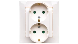 IMPRESJA Gniazdo podwójne z/u Schuko z przesłonami ecru GP-2YSP/27