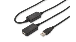 Kabel przedłużający USB 2.0 HighSpeed Typ USB A/USB A M/Ż aktywny czarny 20m DA-73102