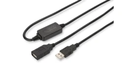 Kabel przedłużający USB 2.0 HighSpeed Typ USB A/USB A M/Ż aktywny czarny 15m DA-73101