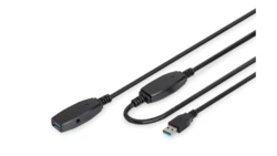 Kabel przedłużający USB 3.0 SuperSpeed Typ USB A/USB A M/Ż aktywny czarny 10m DA-73105