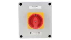 Łącznik krzywkowy 63A rozłącznik 0-1 (4 - biegunowy)w obudowie OB16 z czołem zamykanym żółto/czerwonym SK63-2.8210\OB16ZC