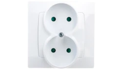 KARO Gniazdo podwójne b/u z przesłonami białe GP-2SP/00