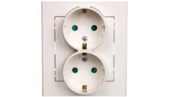 SONATA Gniazdo podwójne z/u Schuko z przesłonami ecru GP-2RSP/27