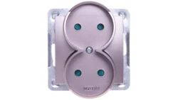 IMPRESJA Gniazdo podwójne b/u z przesłonami tytan GP-2YRP/m/23