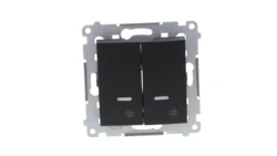 Simon 54 Łącznik krzyżowy podwójny z podświetleniem (moduł) 10AX 250V szybkozłącza, czarny mat DW7/2L.01/49