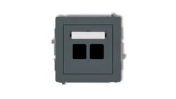 DECO Mechanizm gniazda multimedialnego podwójnego bez modułu (standard Keystone) grafitowy mat 28DGM-2P