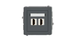 DECO Mechanizm gniazda podwójnego HDMI 2.0 grafitowy mat 28DHDMI-4