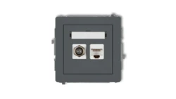 DECO Mechanizm gniazda antenowego poj. typu F (SAT) + gniazda komp. poj. 1xRJ45, kat. 6, 8-stykowy grafitowy mat 28DGFK-3