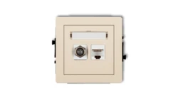 DECO Mechanizm gniazda antenowego poj. typu F (SAT) + gniazda komp. poj. 1xRJ45, kat. 6, 8-stykowy beżowy 1DGFK-3