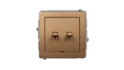 DECO Mechanizm łącznika jednobiegunowego ze schodowym w stylu amerykańskim (dwa klawisze bez piktogramów, osobne zasilanie) złot
