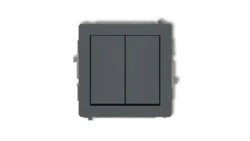 DECO Mechanizm łącznika jednobiegunowego ze schodowym (dwa klawisze bez piktogramów, wspólne zasilanie) grafitowy mat 28DWP-10.1