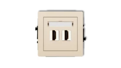 DECO Mechanizm gniazda podwójnego HDMI 2.0 beżowy 1DHDMI-4