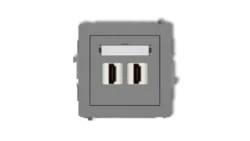 DECO Mechanizm gniazda podwójnego HDMI 2.0 szary mat 27DHDMI-4