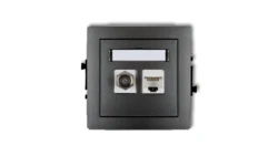 DECO Mechanizm gniazda antenowego poj. typu F (SAT) + gniazda komp. poj. 1xRJ45, kat. 6, 8-stykowy grafitowy 11DGFK-3