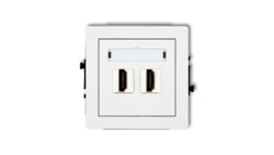 DECO Mechanizm gniazda podwójnego HDMI 2.0 biały DHDMI-4