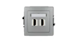DECO Mechanizm gniazda podwójnego HDMI 2.0 srebrny metalik 7DHDMI-4