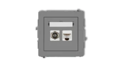DECO Mechanizm gniazda antenowego poj. typu F (SAT) + gniazda komp. poj. 1xRJ45, kat. 6 ekranowane, 8-stykowy szary mat 27DGFK-5