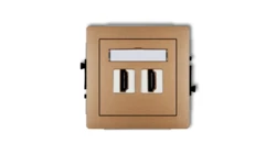 DECO Mechanizm gniazda podwójnego HDMI 2.0 złoty metalik 8DHDMI-4