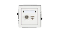 DECO Mechanizm gniazda antenowego poj. typu F (SAT) + gniazda komp. poj. 1xRJ45, kat. 6 ekranowane, 8-stykowy biały DGFK-5