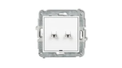 MINI Mechanizm łącznika jednobiegunowego ze schodowym w stylu amerykańskim (dwa klawisze bez piktogramów, osobne zasilanie) biał