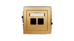 DECO Mechanizm gniazda multimedialnego podwójnego bez modułu (standard Keystone) złoty 29DGM-2P