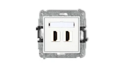MINI Mechanizm gniazda podwójnego HDMI 2.0 biały MHDMI-4