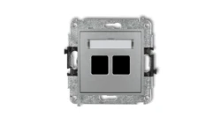 MINI Mechanizm gniazda multimedialnego podwójnego bez modułu (standard Keystone) srebrny metalik 7MGM-2P