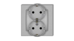 MINI Gniazdo podwójne z uziemieniem SCHUKO 2x(2P+Z) (przesłony torów prądowych) srebrny metalik 7MGP-2sp