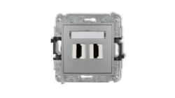 MINI Mechanizm gniazda podwójnego HDMI 2.0 srebrny metalik 7MHDMI-4