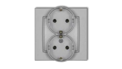 MINI Gniazdo podwójne z uziemieniem SCHUKO 2x(2P+Z) (bez przesłon torów prądowych) srebrny metalik 7MGP-2s