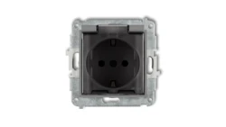 MINI Mechanizm gniazda bryzgoszczelnego z uziemieniem SCHUKO 2P+Z (klapka dymna, przesłony torów prądowych) szary mat 27MGPB-1sd