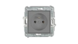 MINI Mechanizm gniazda pojedynczego z uziemieniem 2P+Z (bez przesłon torów prądowych) szary mat 27MGP-1z