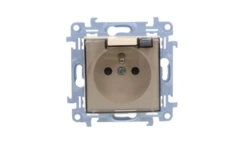 Simon 10 Gniazdo pojedyncze IP44 z uszczelką z przesłonami torów prądowych klapka transp. kremowy, szybkozłącza, CGZ1BCZ.01/41A