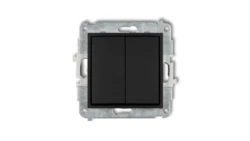 MINI Mechanizm łącznika jednobiegunowego ze schodowym (dwa klawisze bez piktogramów, osobne zasilanie) czarny mat 12MWP-10.21