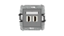 MINI Mechanizm gniazda podwójnego HDMI 2.0 szary mat 27MHDMI-4