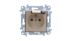 Simon 10 Gniazdo pojedyncze IP44 z uszczelką klapka w kolorze transparentnym kremowy 16A, szybkozłącza, CGZ1BC.01/41A