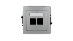 DECO Mechanizm gniazda komputerowego podwójnego bez modułu srebrny metalik 7DGM-2p PT-GN-DE-80-07-ND-00