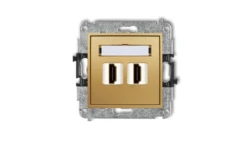 MINI Mechanizm gniazda podwójnego HDMI 2.0 złoty 29MHDMI-4