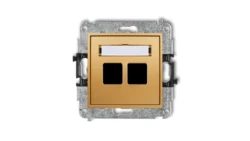 MINI Mechanizm gniazda multimedialnego podwójnego bez modułu (standard Keystone) złoty 29MGM-2P