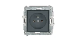 MINI Mechanizm gniazda pojedynczego z uziemieniem 2P+Z (bez przesłon torów prądowych) grafitowy mat 28MGP-1z