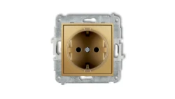 MINI Mechanizm gniazda pojedynczego z uziemieniem SCHUKO 2P+Z (przesłony torów prądowych) złoty 29MGP-1sp