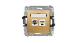 MINI Mechanizm gniazda antenowego poj. typu F (SAT) + gniazda komp. poj. 1xRJ45, kat. 6 ekranowane, 8-stykowy złoty 29MGFK-5